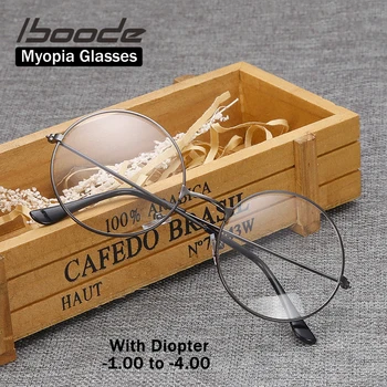 ıboode Retro Vintage Metal Yuvarlak Çerçeve Miyopi Gözlük Diyoptri-1.0 1.5 2.0 2.5 3.0 3.5 4 Miyop Gözlük gözlük çerçeveleri
