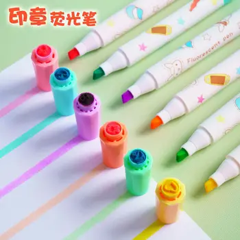 6 Adet / takım Kawaii Kalp Damga Vurgulayıcı Sevimli Şeker Renk Çizim Boyama resim kalemi Kalem Okul Malzemeleri Kore Kırtasiye