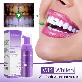Yeni V34 Diş Beyazlatma Köpüğü Lekeleri Çıkarmak Taze Köpük Beyazlatma Nefes Hijyeni Köpük Diş Diş Macunu Temizleme Toot V3J1
