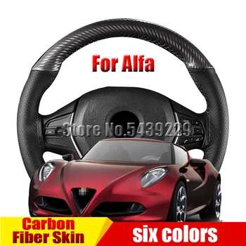 Karbon Fiber Araba direksiyon kılıfı Alfa Romeo Gt İçin Giulietta 147 156 159 166 Giulia Mito Stelvio Brera 4C 8C