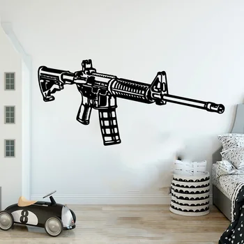 Silah Cephane M16 Duvar Sticker Çocuk Odası Oyun Odası Ordu Asker Silah Duvar Çıkartması Genç Yatak Odası Vinil Ev Dekor