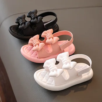 2022 Yaz Kızlar Sandalet kaymaz Yumuşak Alt Yay-düğüm Prenses Ayakkabı Açık Okul çocuk ayakkabıları plaj sandaletleri 1-9 yıl