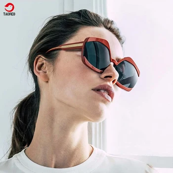 Kadın trendy moda güneş gözlükleri yeni lüks marka açık seyahat parti sürücü yürüyüş retro metal çekirdek büyük çerçeve TAORED gözlük