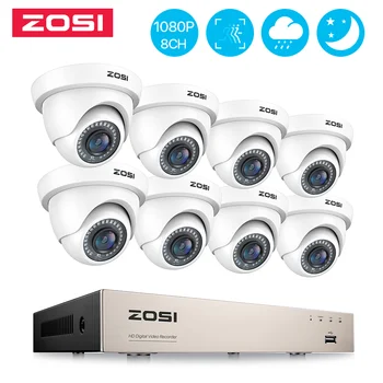 ZOSI 1080P TVI CCTV Sistemi 8CH Ağ TVI DVR 8 ADET 1280TVL IR Hava Koşullarına Dayanıklı ev güvenlik kamerası Sistemi Gözetim DVR Kiti