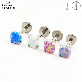 Klasik Küpe G23 Titanyum Piercing Takı 4 PENÇELERİ Opal Basit erkek Ve kadın Kulak Kıkırdak Çivi