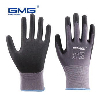 Sıcak Satış 2018 GMG Naylon Spandex CE Belgeli EN388 Microfine Köpük Eldiven Nitril iş güvenliği eldiveni Erkekler