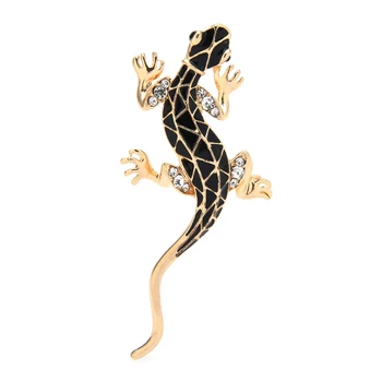Wuli ve bebek Emaye Gecko Broş Pins Kadınlar Takı Hediye İçin 2022 Taklidi Hayvan Broş Hediye 2 Renk