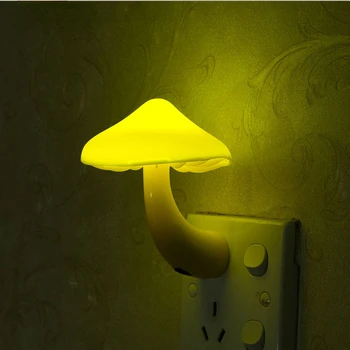 AB ABD Plug LED gece lambası mantar duvar soket ışıkları yatak odası için lamba ev dekorasyon ışık kontrollü sensör lambası lav lambası