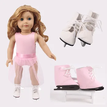 Bebek Buz Paten Bale Dantel Pullu Elbise, dans Ayakkabıları 18 İnç Amerikan ve 43Cm Doğan Bebek Bizim Nesil, doğum günü kız çocuk oyuncağı Hediye
