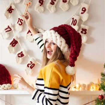 2022 Örme Noel Şapka Sevimli Ponpon Yetişkin Çocuk Yumuşak Santa Kap 2023 Yeni Yıl Partisi Çocuklar Hediye Navidad Natal Noel Dekorasyon