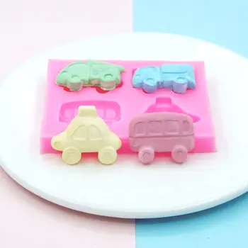 Araba Şekli silikon kalıp Bebek Doğum Günü Partisi Kek Dekorasyon Kalıpları Fondan DIY Pişirme Çerez Çikolata Şeker Polimer Kil Kalıp