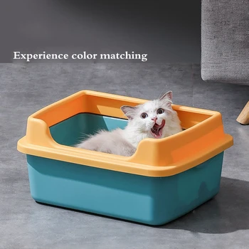 Büyük Boy Kedi kum kabı Kürek Seti Ayrılabilir Tuvalet Yarı kapalı Kum Önlemek Sıçrama Tepsisi Yavru Sürgü Temizlik Malzemeleri