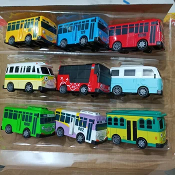 9 adet / takım 9cm küçük Tayo Otobüs Oyuncak Minyatür Model Araba Trafik Bilgisi Öğrenme ko Oyuncak Otobüs Çocuk Çocuk Hediye