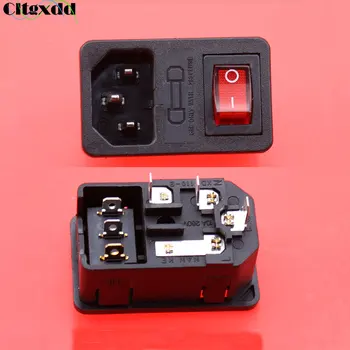 cltgxdd 1 adet AC 10A 250V 3 Pin güç soketi kırmızı ışık devre cadı ve Sigorta tutucu 3 in1 priz IEC 320 C14