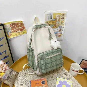 Kadın Ekose Panelli Sırt Çantası Kadın Küçük Taze okul çantası Genç Kızlar için Harajuku Okul omuz sırt çantası Bayanlar Yeni