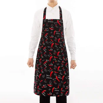 2 adet Mutfak mutfak önlükleri Cepler ile acı biber Desen Pişirme Önlük Su Geçirmez Ekstra Uzun Bağları Giymek Kolay Kadın Erkek