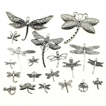 WYSIWYG 40g Antik Gümüş Renk Çinko Alaşım Rastgele Mix Stilleri Dragonfly Charms DIY El Yapımı Zanaat Takı Yapımı İçin