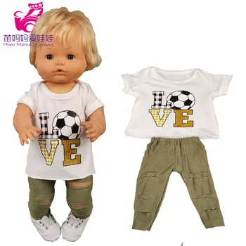 40 cm bebek oyuncak bebek giysileri futbol tişörtü Yırtık kot 16 inç Nenuco Ropa y su Hermanita bebek kıyafetleri
