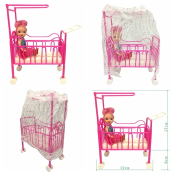 NK Bir Set Bebek Aksesuarları bebek yatağı Süper Sevimli Yatak Küçük Kelly Bebek Barbie Bebek Kız Hediye Favori Tasarım Oyuncaklar
