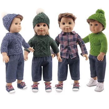 Sonbahar Takım Elbise Kazak Şapka Gömlek El Yapımı oyuncak bebek giysileri İçin 18 İnç amerikan oyuncak bebek ve 43 Cm Yeni Doğan Bebek, Bizim Nesil, Bebek Oyuncak Hediye