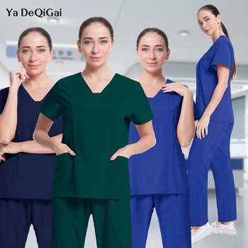 Hastane Doktor çalışma üniforması Tıbbi Cerrahi Renkli Unisex Üniforma Toptan Kadın Giyim bodur takım Elbise Hemşire Aksesuarları