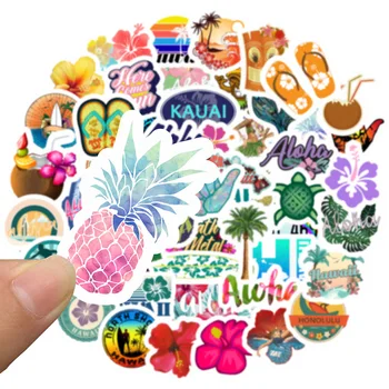 50 adet Hawaii Tropikal Plaj Yaz ebegümeci çiçeği Karikatür Sticker Dizüstü Bilgisayar Kaykay Bagaj Kask Oyuncak Çıkartmalar