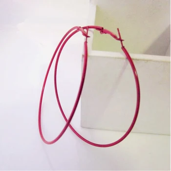 6 Renk Kırmızı Pembe Siyah Beyaz Mavi Mor Seksi Büyük Daire Hoop Küpe Kadınlar için piercing Takı Çapı 6 cm