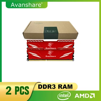 Avanshare Radiater Masaüstü Memoria DDR3 8GB 4GB 1600MHz 1300MHz kırmızı ısı emici RAM Intel AMD anakart Tüm Uyumlu