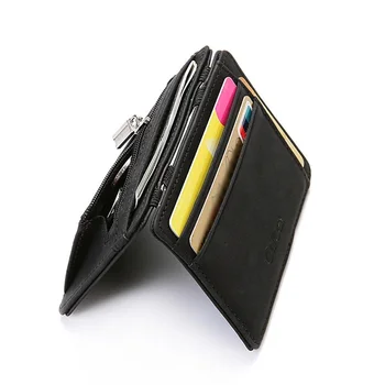 Yeni Erkekler Erkek PU Deri Mini Küçük Sihirli Cüzdan Fermuar bozuk para cüzdanı Kılıfı Plastik Kredi Banka Kartı Vaka Tutucu Ultra İnce