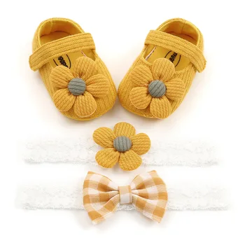 YENİ Bahar Yenidoğan Bebek Kız Erkek Beşik Ayakkabı Pamuk İlmek Yumuşak Yürümeye Başlayan Bebek Ayakkabıları 6 Renkler + Kafa Bandı