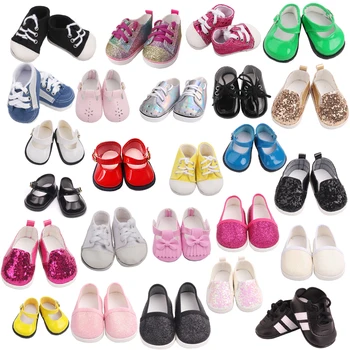 25 Stil Bebek Ayakkabıları 7cm Orta Üst Ayakkabı İçin Fit 18 inç Amerikan Kız oyuncak bebek giysileri ve Aksesuarları, Kızlar İçin Oyuncaklar