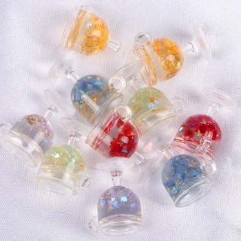 10 adet Reçine Charms Kolye Sequins Sevimli İçecek Bardağı Takılar Takı Yapımı İçin Dıy Anahtarlık Kolye Küpe Aksesuarları El Yapımı