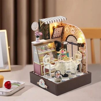 Küçük Ev Dıy Dollhouse Kiti Minyatür Ürünler Roombox Mini Bebek Evi Mobilya Ahşap Yapı Modeli Monte Oyuncaklar noel hediyesi