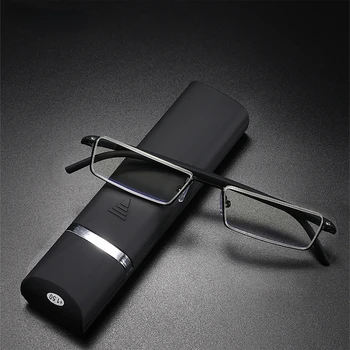 2022New TR90 Presbiyopik Gözlük Adam Mavi ışık okuma gözlüğü Erkekler Metal Kare Gözlük Görüş Artı Lensler +1.75+2.25+2.75