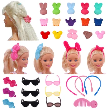 Sevimli Renkli Çiçek Küçük Saç Pençeleri Tatlı Tokalar Moda Klipler Gözlük Kulaklık Barbie Bebek saç aksesuarları Çocuk Oyuncak