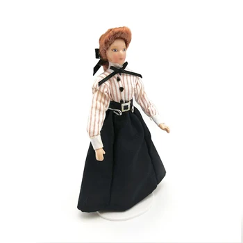 1/12 Dollhouse Minyatür Mini Bebek Standı Öğretmen Bebek Evi Aksesuarları Modeli Kadın Bayan uzun elbise
