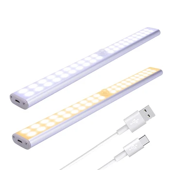6 10 24 40 60 LEDs dolap altı ışığı Manyetik dolap ışıkları USB Şarj Edilebilir Dolap Gece Lambası Mutfak Merdiven Duvar Lambası