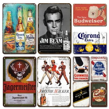 Retro Nostalji Viski Metal Poster Tabela Vintage Bira Çıkartmaları Metal Plaka Işaretleri Rustik Bar Pub ev duvar dekoru Plaklar