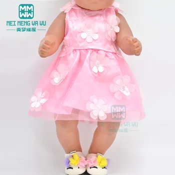 Bebek Giysileri bebek elbise 43cm oyuncak yeni doğan bebek aksesuarları moda pembe prenses elbise