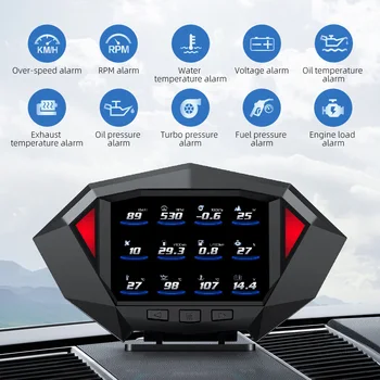 Offroad Araba HUD P1 Head Up Ekran kart bilgisayar Saat Eğim ölçer GPS Hız Göstergesi Dijital OBD2 Test Cihazı gösterge paneli