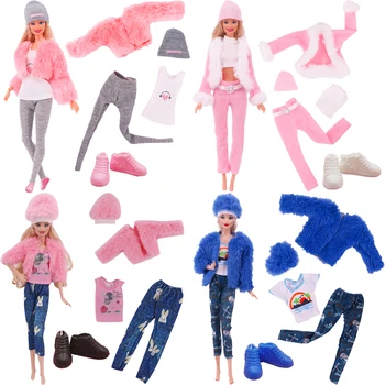 Barbie Elbise Elbise 5 adet / takım = Moda Kıyafet + Üst + Pantolon + Şapka + Sneakers Barbie ve 1/6 BJD Blyth Doll Aksesuarları