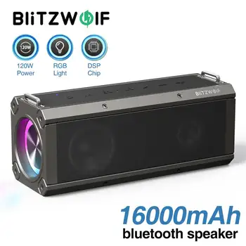 BlitzWolf BW-WA3 PRO 120W kablosuz hoparlör RGB ışık taşınabilir 16000mAh Bluetooth 5.0 hoparlörler çift diyaframlı derin bas hoparlör