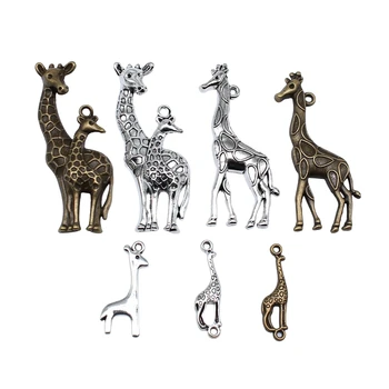 10 adet Charms Zürafa Geyik Antika Yapımı Kolye Fit Vintage Tibet Gümüş Renk DIY El Yapımı Takı