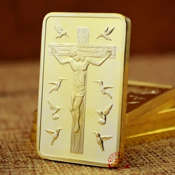 Mesih İsa Altın Bar İsa ve Melek 1 OZ Altın Çoğaltma 999 Altın Kaplı Külçe Bar Hıristiyan Altın Sikke Koleksiyonu İş Hediye