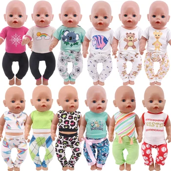 El yapımı Elbise 43CM Reborn Bebek Sevimli Baskı Youga Spor Spor Fit 18 İnç oyuncak bebek giysileri Bizim Nesil Aksesuarları DIY Oyuncak