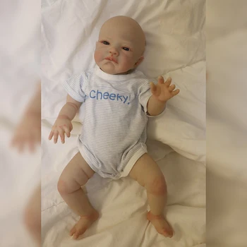 50cm Bebe Reborn Açık Göz Bebek Bebek Reborn Yumuşak Bez Vücut Esnek 3D Cilt Tonu Görünür Damarlar Tasarımcı El Boyama