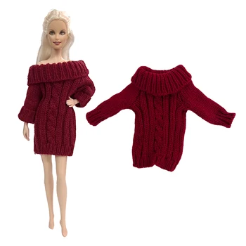 NK Resmi 1 Adet Kırmızı Elbise Kazak Seksi Örme Tulum Uzun Kollu Gömlek barbie bebek 1/6 Bebek Aksesuarları Hediye
