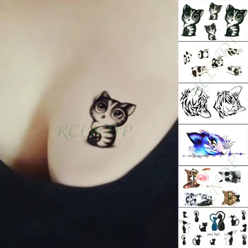 Su geçirmez Geçici Dövme Etiket Güzel Kedi Büyük Gözler Kediler Sahte Dövme Parmak El Kol Ayak Flaş Dövme Çocuk Kız Erkek Kadın
