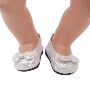 40-43 Cm Erkek Bebek Bebek Gümüş Pullu Yay Ayakkabı Amerikan Yenidoğan elbise Ayakkabı Oyuncak Aksesuarları Fit 18 İnç Kız doğum günü hediyesi g31