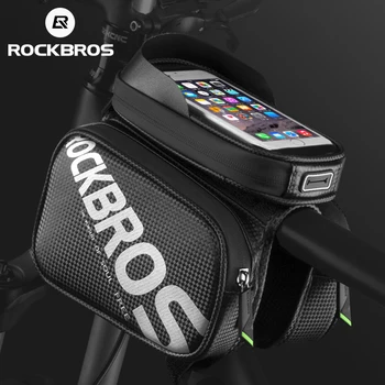 ROCKBROS Bisiklet Çantası Yağmur Geçirmez Dokunmatik Ekran Telefon Üst Tüp Çanta MTB Yol bisiklet iskeleti Ön Eyer Çantası ve Pannier Bisiklet Aksesuarları